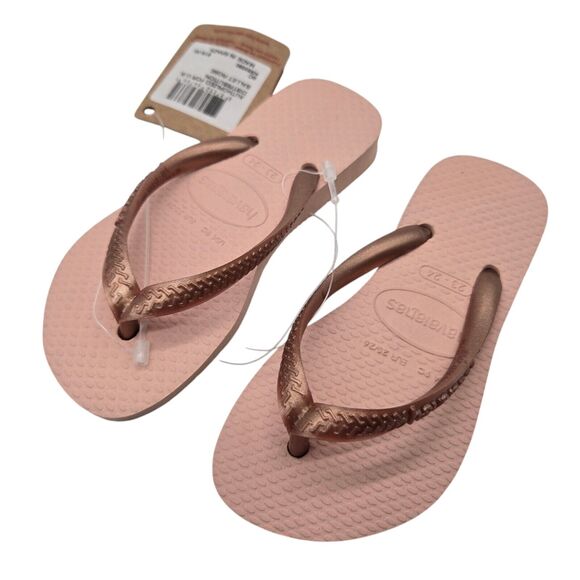 New Havaianas flip flops Sandals pink Baby Girl Toddlers sz 9 C rose gold child - Picture 1 of 6
